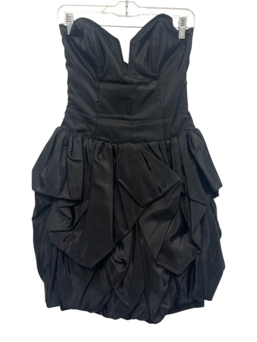 Tadashi Size 10 Black Polyester Strapless Boning Tiered Above Knee Dress Black / 10