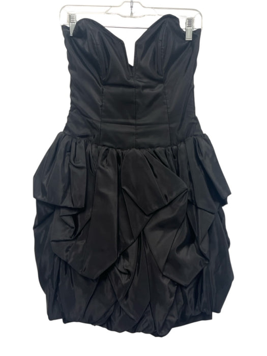 Tadashi Size 10 Black Polyester Strapless Boning Tiered Above Knee Dress Black / 10