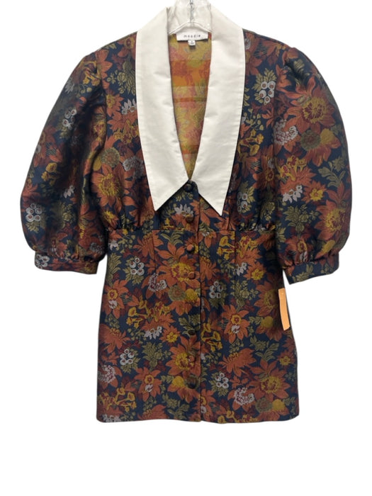 Moodie Size S White, Brown & Multi Polyester & Cotton 1/2 Balloon Sleeve Dress White, Brown & Multi / S