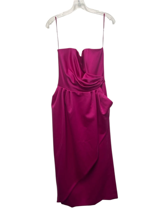 Victor Costa Size 12 Fuchsia Pink Polyester Strapless Side Gather Boning Gown Fuchsia Pink / 12