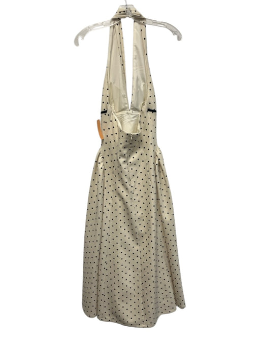 INA Size S Cream & White Polyester Blend Sleeveless Polka Dot Bow Halter Dress Cream & White / S