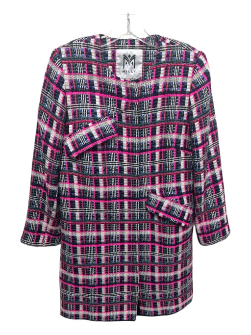 Milly Size M Hot Pink, Black & Multi No Fabric Tag Tweed Flap Pocket Jacket Hot Pink, Black & Multi / M