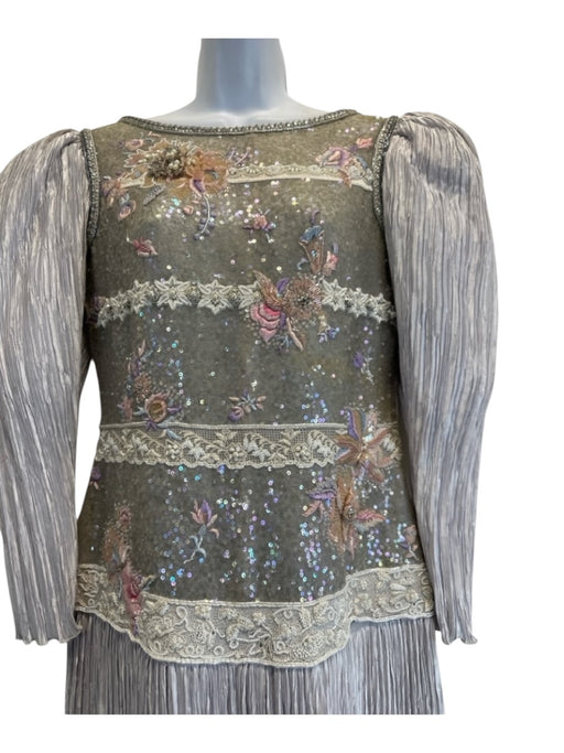 Mary McFadden Size 8 Gray, Pink & white No Fabric Tag Long Sleeve Dress Gray, Pink & white / 8