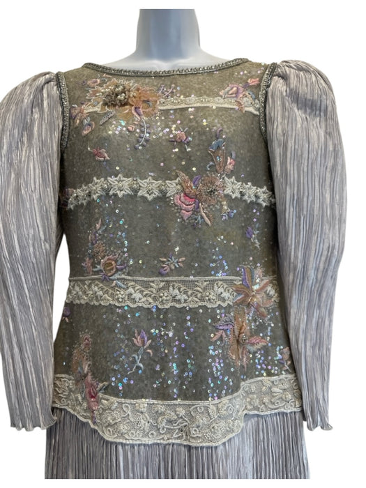 Mary McFadden Size 8 Gray, Pink & white No Fabric Tag Long Sleeve Dress Gray, Pink & white / 8