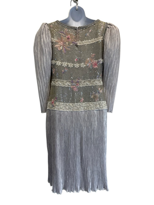 Mary McFadden Size 8 Gray, Pink & white No Fabric Tag Long Sleeve Dress Gray, Pink & white / 8