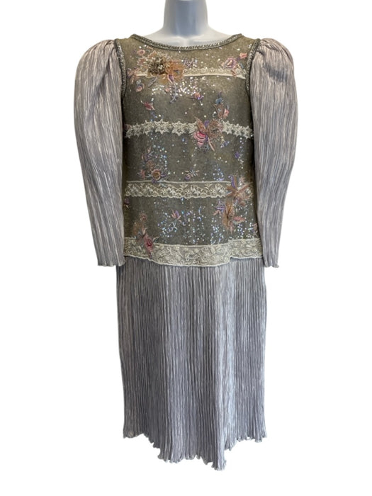Mary McFadden Size 8 Gray, Pink & white No Fabric Tag Long Sleeve Dress Gray, Pink & white / 8