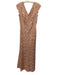 Tadashi Shoji Size 4 Pink & Gold Polyester Floral Lace Overlay Sleeveless Gown Pink & Gold / 4