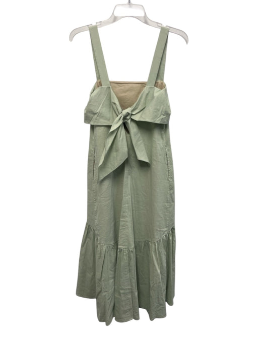 Theory Size S Sage green Linen Blend Sleeveless Straps Back Tie Ruffle Hem Dress Sage green / S