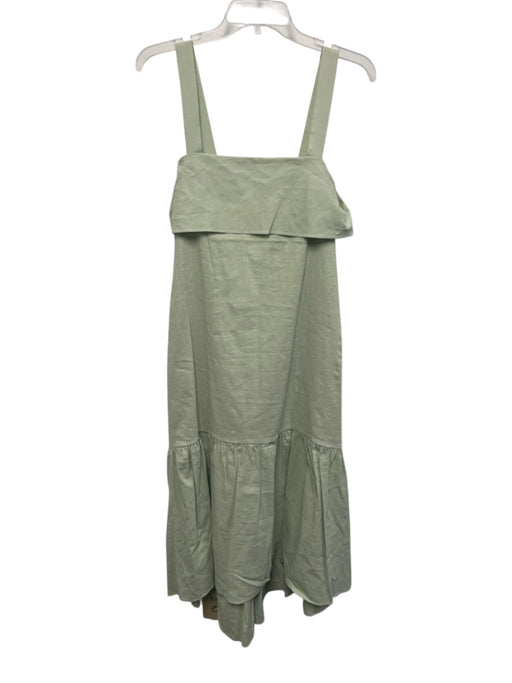Theory Size S Sage green Linen Blend Sleeveless Straps Back Tie Ruffle Hem Dress Sage green / S