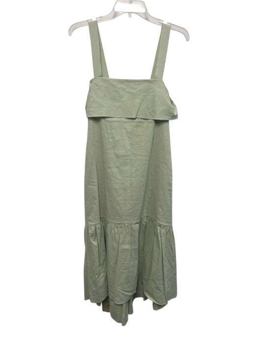 Theory Size S Sage green Linen Blend Sleeveless Straps Back Tie Ruffle Hem Dress Sage green / S