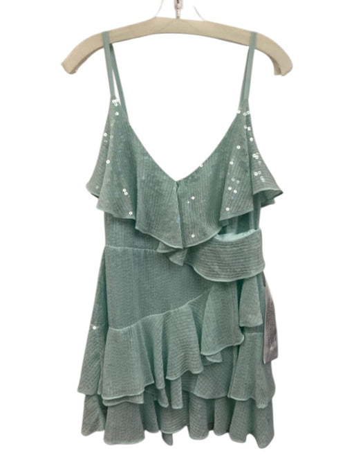 Mac Duggal Size 8 Aqua Blue Polyester All Over Sequins Spaghetti Strap Dress Aqua Blue / 8