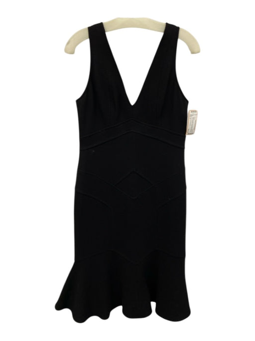 Charles Chang Lima Size 6 Black No Fabric Tag Crepe Straps V Neck Paneled Dress Black / 6