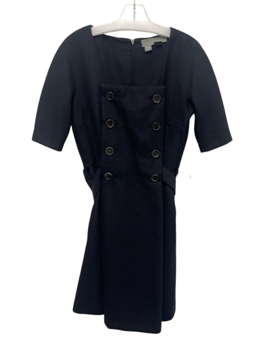 Proenza Schouler Size 6 Navy Wool Sailor Buttons 1/2 Sleeve Waist Detail Dress Navy / 6