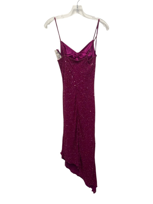 Scala Size M Magenta Pink Silk All Over Beading Spaghetti Strap Side Zip Dress Magenta Pink / M