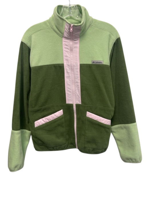 Columbia Size S Mint Green, Olive & Lavender Polyester Fleece Color Block Jacket Mint Green, Olive & Lavender / S