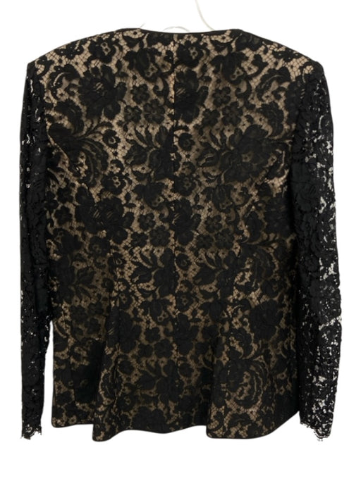 Sully Bonnelly Size 12 Black Rayon Blend Lace Overlay Double Breast Jacket Black / 12