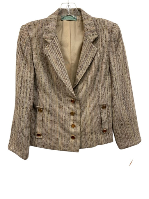 Hartnell Size S Brown, Gray & Beige No Fabric Tag Tweed Gold Buttons Jacket Brown, Gray & Beige / S
