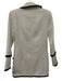 Size M White & Black Polyester Blend Tweed Fringe Trim Double Breasted Jacket White & Black / M