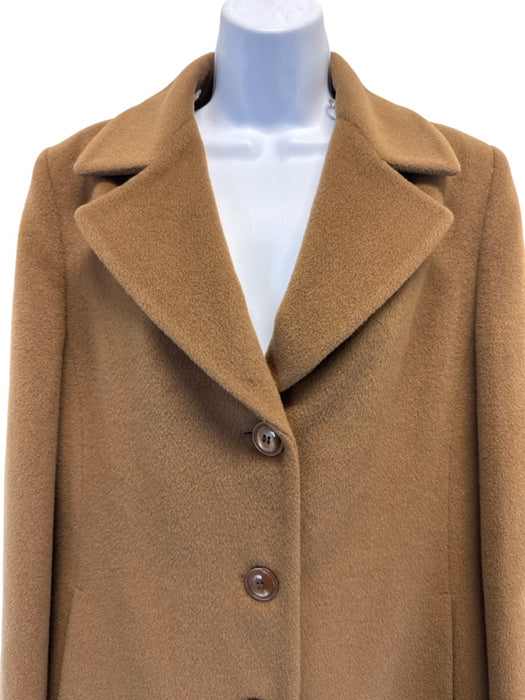 Teresa Tardia Size 12 Brown Virgin Wool Fox Collar Removable 3 Button Coat Brown / 12
