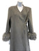 Gouchijon Size S/M Gray Wool Fur Cuff Paneled Side Pockets Wrap Coat Gray / S/M