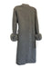 Gouchijon Size S/M Gray Wool Fur Cuff Paneled Side Pockets Wrap Coat Gray / S/M