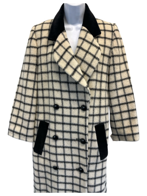Christian Dior Size M Cream & Black No Fabric Tag Velvet Collar Checked Coat Cream & Black / M