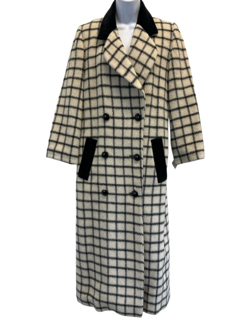 Christian Dior Size M Cream & Black No Fabric Tag Velvet Collar Checked Coat Cream & Black / M