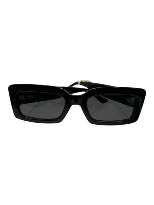 Diff Black Acetate Narrow Rectangle Logo Sunglasses Black