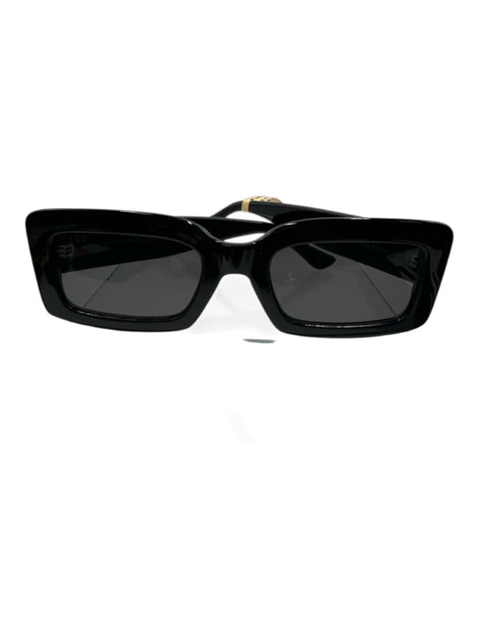 Diff Black Acetate Narrow Rectangle Logo Sunglasses Black