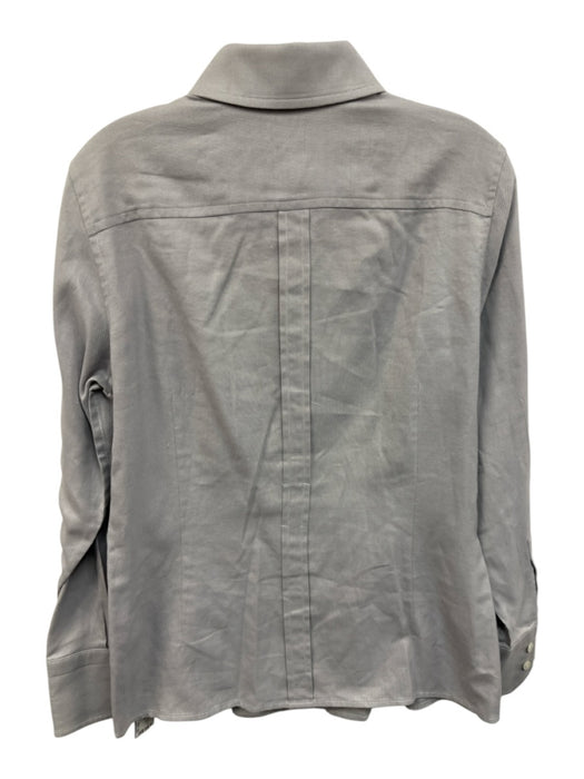 Escada Size 38 Light Gray Cotton Button Down Long Sleeve Collar Fitted Top Light Gray / 38