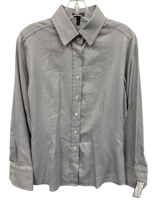 Escada Size 38 Light Gray Cotton Button Down Long Sleeve Collar Fitted Top Light Gray / 38