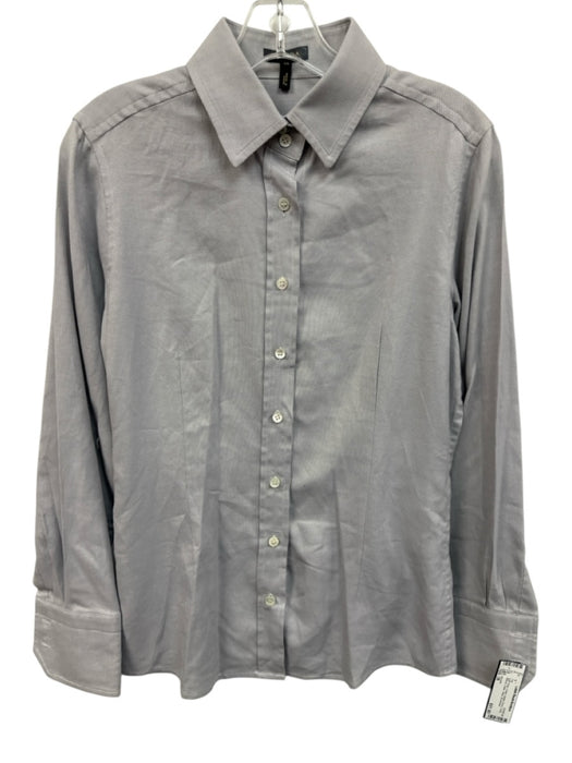 Escada Size 38 Light Gray Cotton Button Down Long Sleeve Collar Fitted Top Light Gray / 38