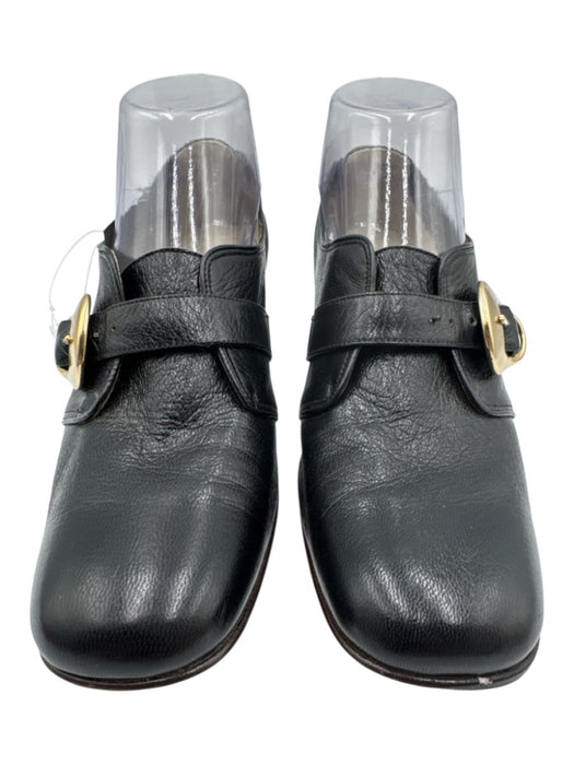 Amalfi by Rangoni Shoe Size 8 Black Leather Gold Buckle Square Toe Loafers Black / 8