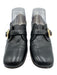 Amalfi by Rangoni Shoe Size 8 Black Leather Gold Buckle Square Toe Loafers Black / 8