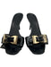 Gucci Shoe Size 8.5 Black Leather Upper Patent Buckle Detail Slide Sandal Mules Black / 8.5