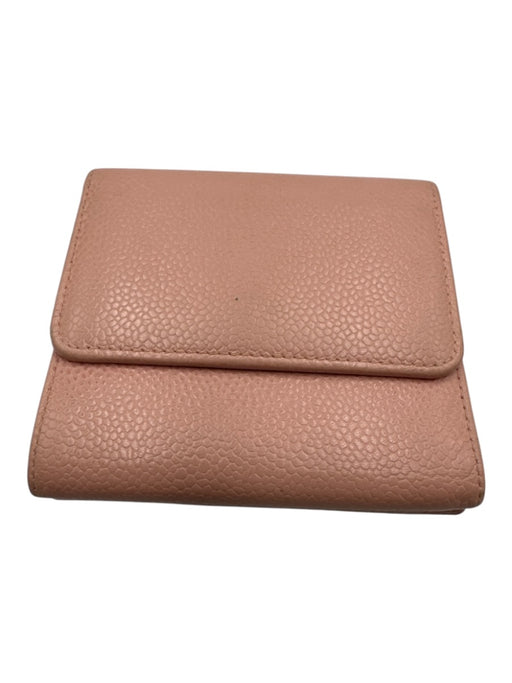 Chanel Light Pink Leather Interlocking CC Snap Button Close Compact Wallets Light Pink