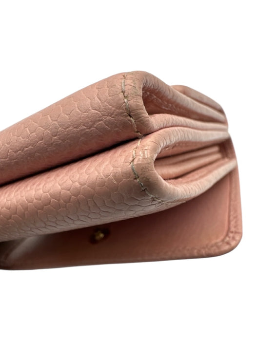 Chanel Light Pink Leather Interlocking CC Snap Button Close Compact Wallets Light Pink