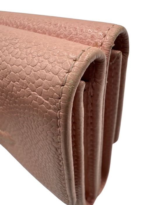 Chanel Light Pink Leather Interlocking CC Snap Button Close Compact Wallets Light Pink