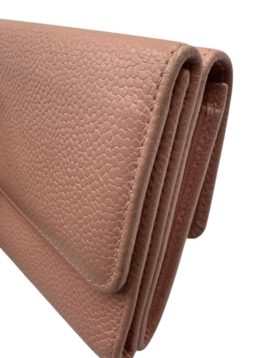 Chanel Light Pink Leather Interlocking CC Snap Button Close Compact Wallets Light Pink