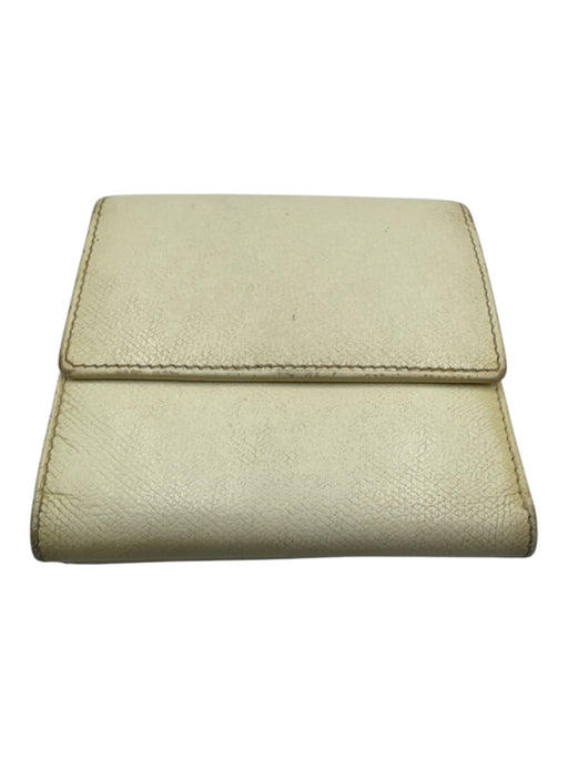 Chanel Cream White Leather Enamel Logo Snap Button Close Compact Wallets Cream White