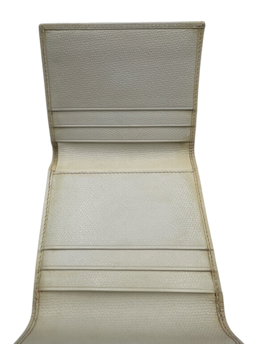 Chanel Cream White Leather Enamel Logo Snap Button Close Compact Wallets Cream White