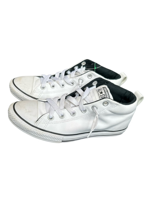 Converse Shoe Size 6 White & Black Leather Mid Top Athletic Sneakers White & Black / 6