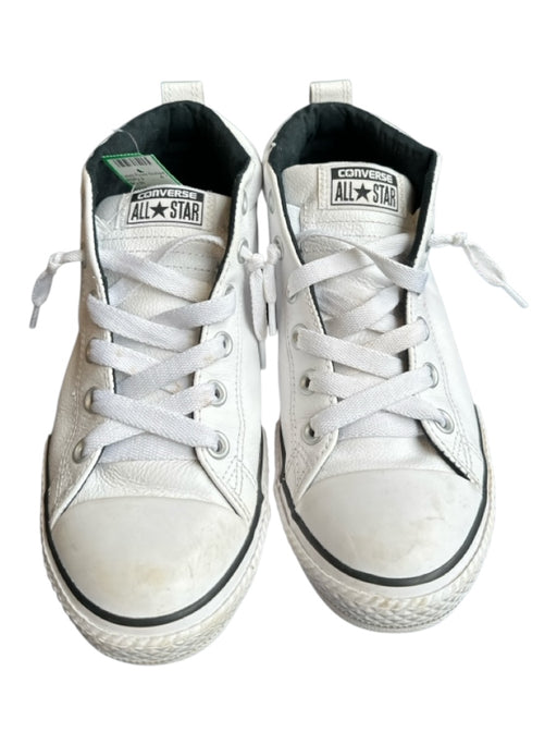 Converse Shoe Size 6 White & Black Leather Mid Top Athletic Sneakers White & Black / 6