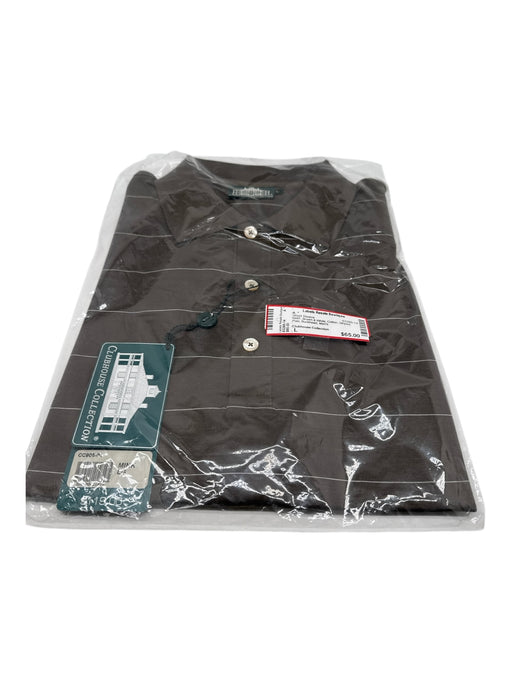 Clubhouse Collection NWT Size L Brown & White Cotton Striped Polo Short Sleeve Brown & White / L