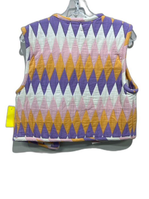 XiRENA Size M Purple, Pink, Orange Cotton & Polyester Quilted Diamonds Vest Purple, Pink, Orange / M
