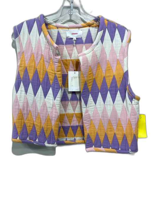 XiRENA Size M Purple, Pink, Orange Cotton & Polyester Quilted Diamonds Vest Purple, Pink, Orange / M