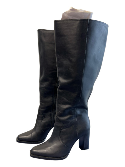 Vince Camuto Shoe Size 9 Black Nappa Leather Side Zip Square Toe knee high Boots Black / 9