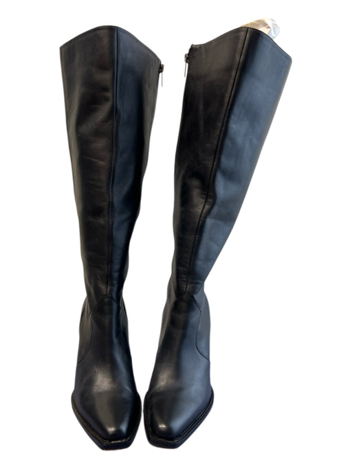 Vince Camuto Shoe Size 9 Black Nappa Leather Side Zip Square Toe knee high Boots Black / 9