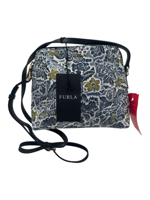 Furla Blue & White Leather Fauna Zip Close Bag Blue & White / NWT