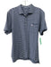 B Draddy Size M Navy Blue & White Cotton Striped Polo Men's Short Sleeve Navy Blue & White / M